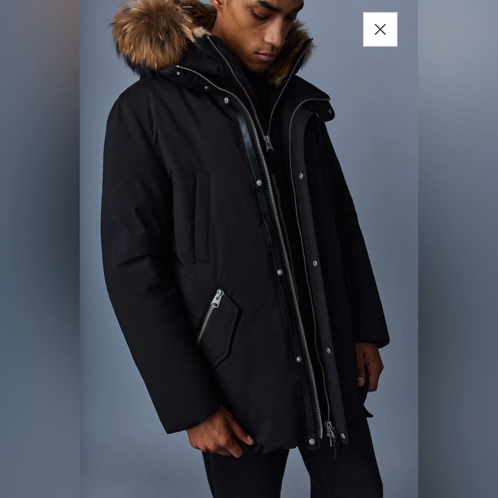 Mackage Edward 2-in-1 down parka with hooded bib and natural fur for men